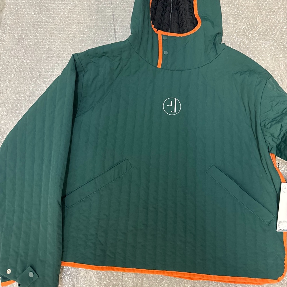 Jungles Movement Quilted Insulated Pullover Jacket Hoodie Green